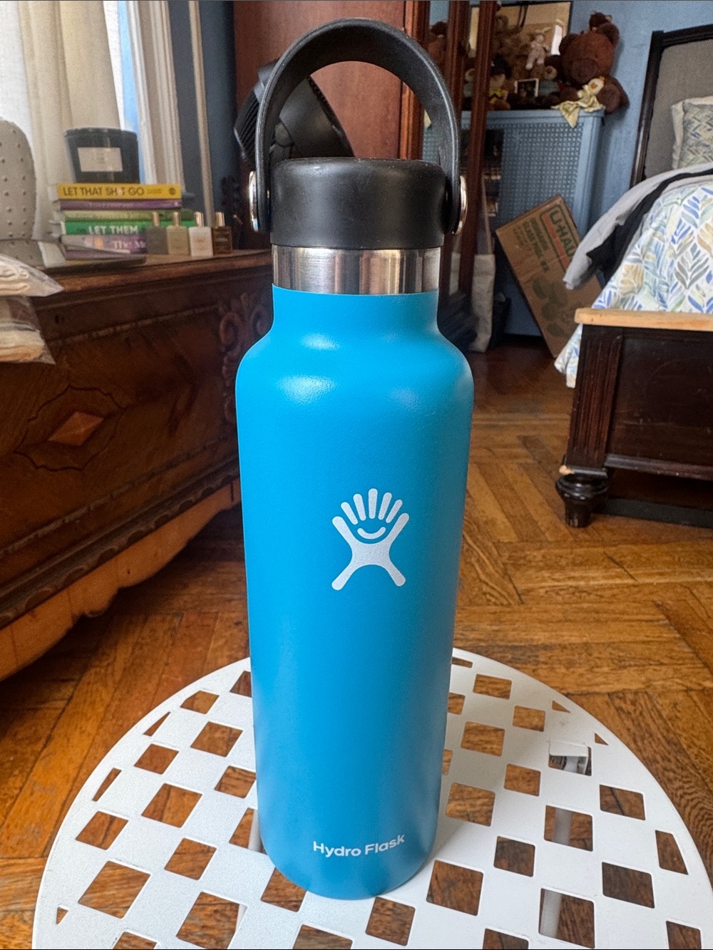 Hydro Flask Blue Water Bottle with Black Lid